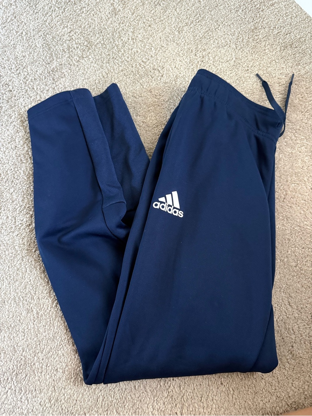 adidas Navy Blue Track Pants with White Logo